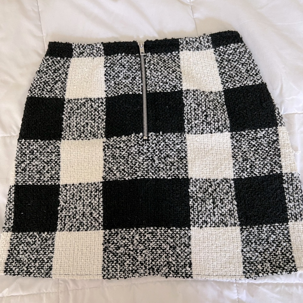 Festive plaid black and white skirt
